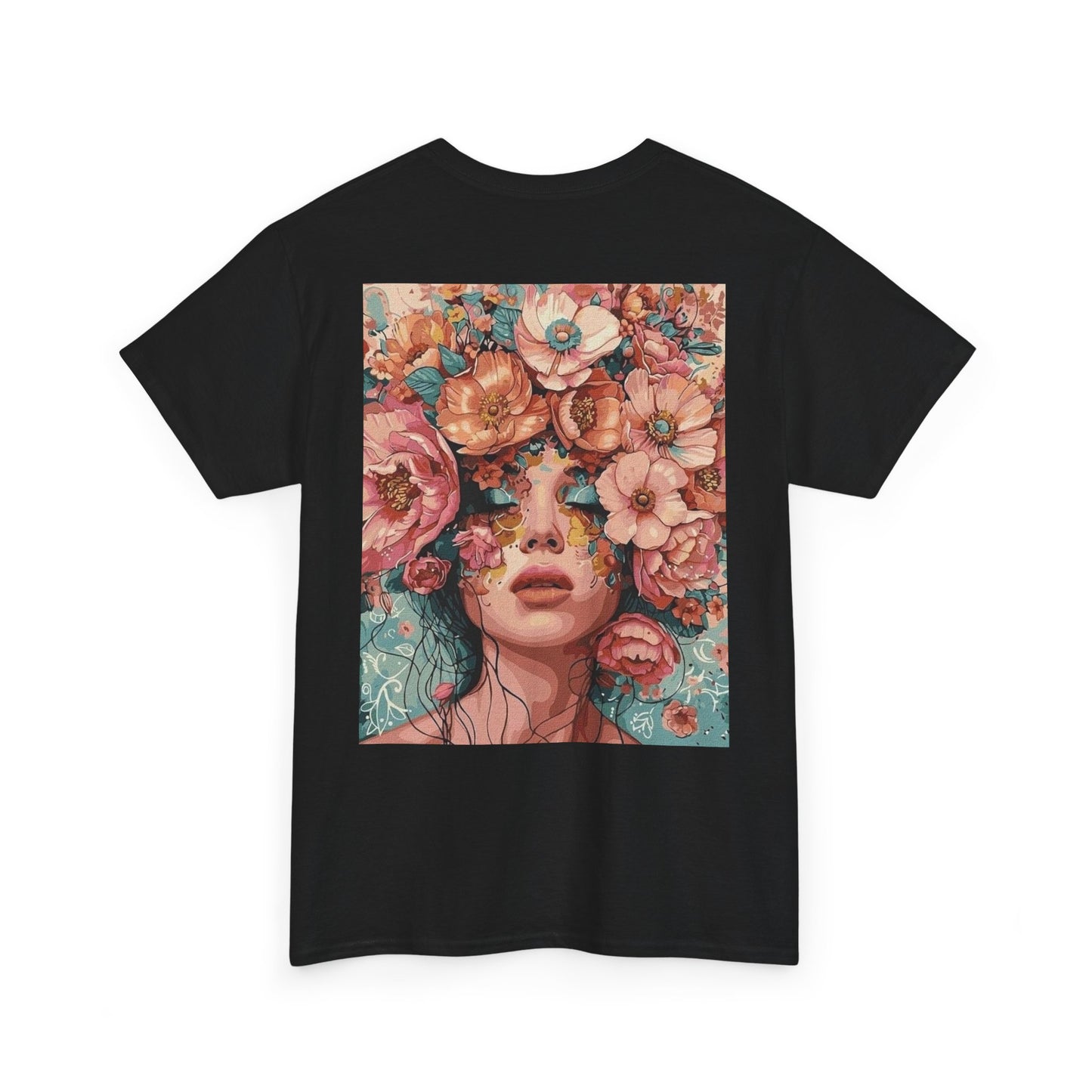 Floral Portrait Tee, Aesthetic Art T-Shirt, Boho Chic Top, Unique Gift for Her, Summer Vibes Apparel, Nature Lover Clothing