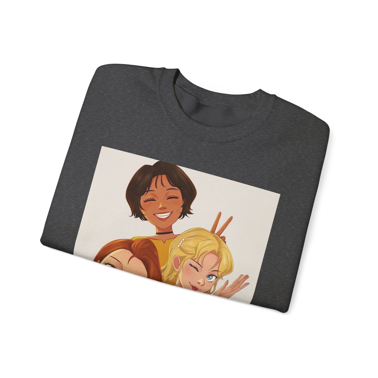 Friendship Vibe Sweatshirt with Cartoon Design, Cozy Crewneck for Casual Outfits, Perfect Gift for Friends, Unisex Fashion, Everyday Wear
