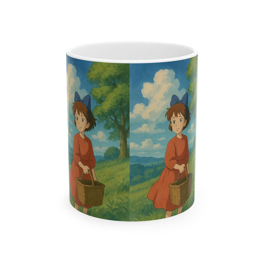 Whimsical Ceramic Mug for Nature Lovers, Cute Anime-inspired Coffee Cup, Gift for Friends, Cozy Vibes, 11oz, 15oz