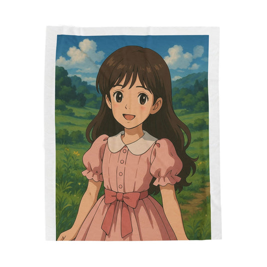Charming Anime-Inspired Velveteen Plush Blanket for Cozy Comfort, Gifts for Anime Lovers, Soft Throw Blanket, Bed Décor, Cute Home Accessory