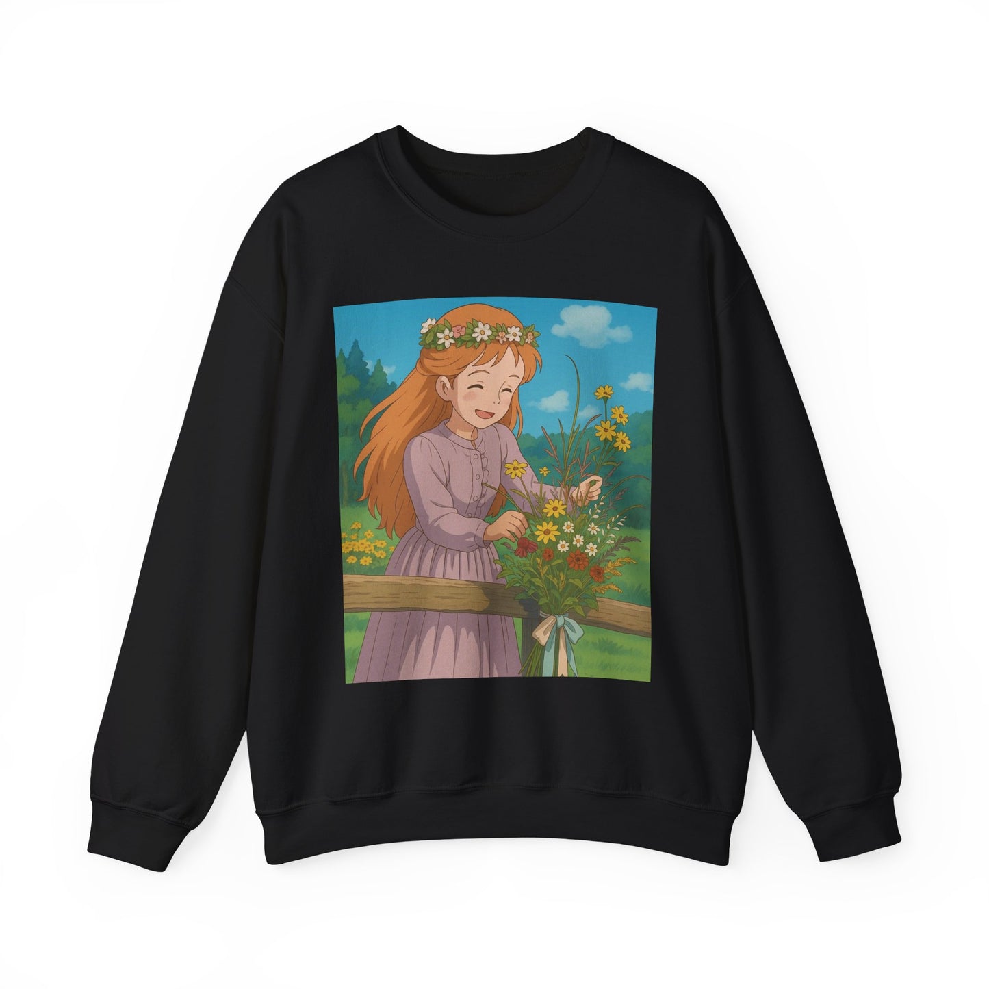 Whimsical Floral Crewneck Sweatshirt | Cozy Gift, Casual Wear, Spring Fashion, Anime Inspired, Nature Lover Sweatshirt
