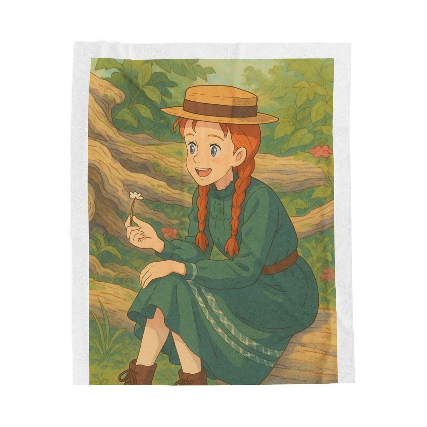 Cozy Velveteen Blanket - Whimsical Greenery Scene, Perfect Gift for Nature Lovers, Home Decor, Cozy Nights, Picnics, Kids