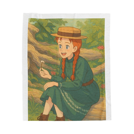 Cozy Velveteen Blanket - Whimsical Greenery Scene, Perfect Gift for Nature Lovers, Home Decor, Cozy Nights, Picnics, Kids